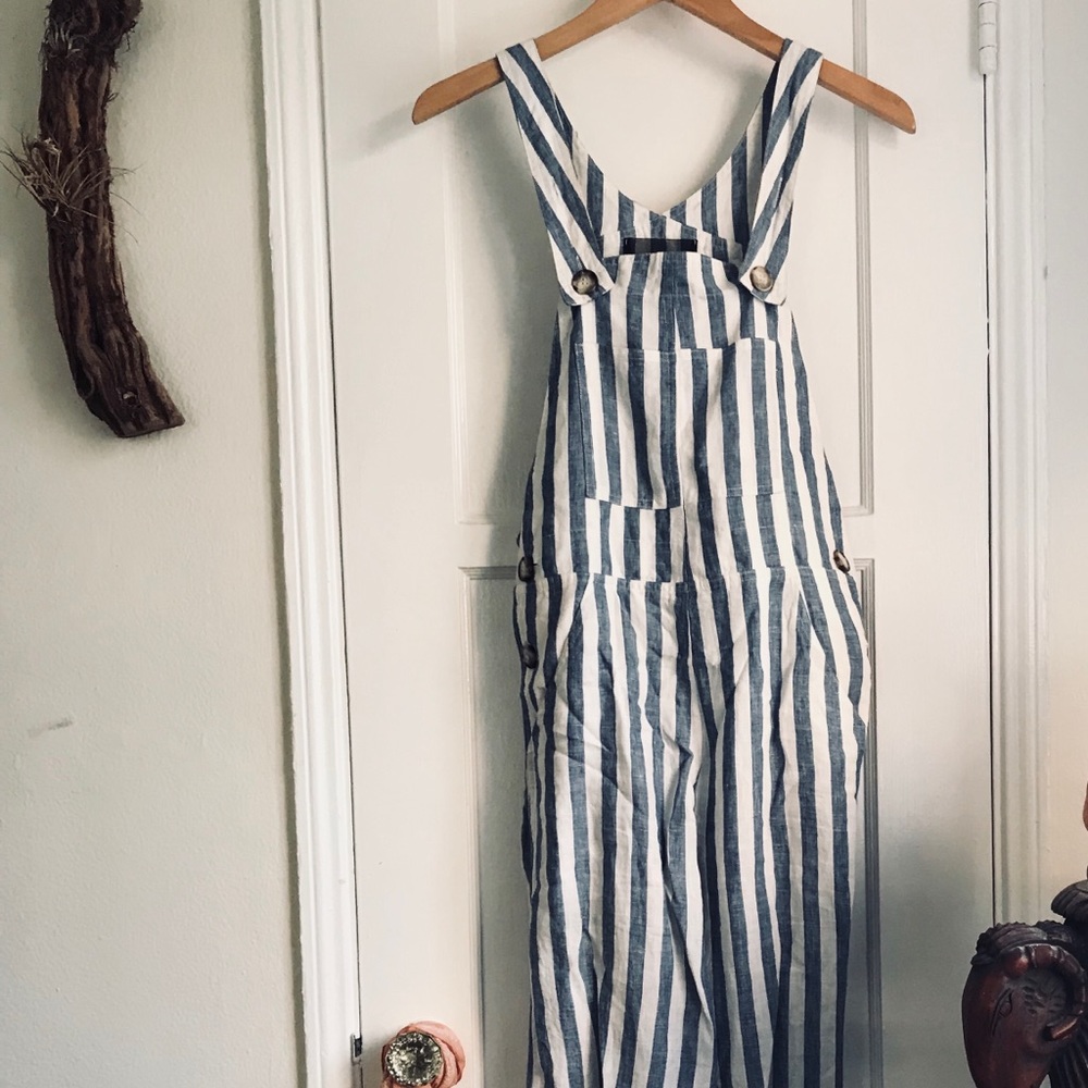 Reformation striped overalls